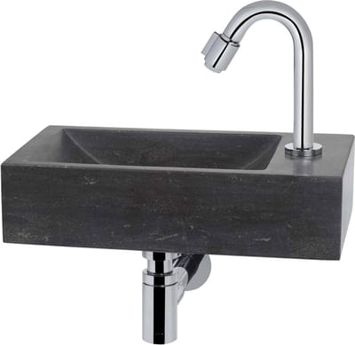 Saqu Nature fonteinset met chromen kraan c-uitloop rechts natuursteen