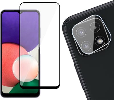 Screenprotector geschikt voor Samsung Galaxy A22 - Glas Full Screen Protector en Camera Protector