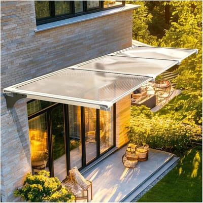 Luifel voor deur - Buitenafdekking - Weerbescherming - Polycarbonaat paneel - 45x80cm - Zwart bruin