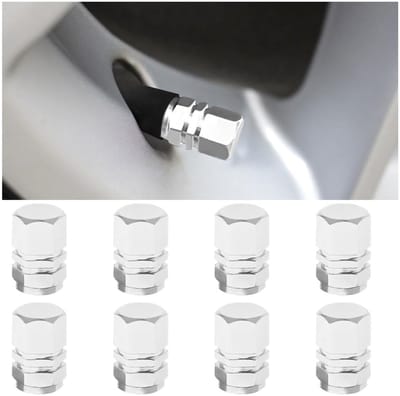 Dailygoods- Ventieldoppen 8 Stuks - Aluminium - Universeel - Ventieldoppen Auto/Fiets/Motor - Zwart/Zilver/Rood - Schokbestendig - Banddoppen