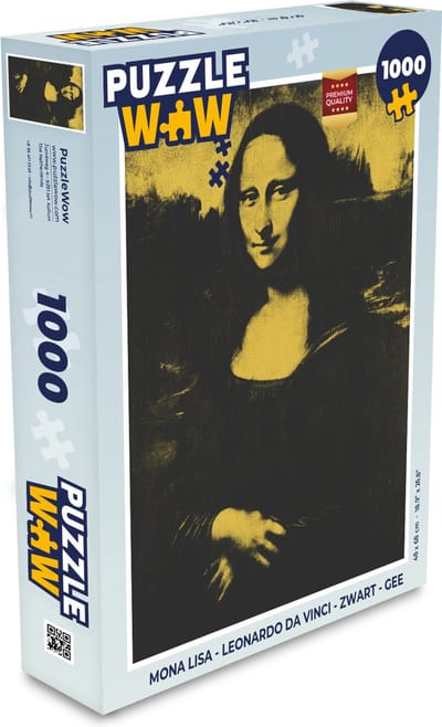 Puzzel Mona Lisa - Leonardo da Vinci - Zwart - Geel - Legpuzzel - Puzzel 1000 stukjes volwassenen