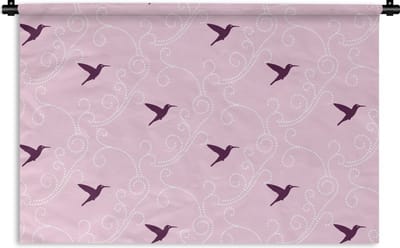 Wandkleed - Wanddoek - Vogel - Patronen - Roze - 90x60 cm - Wandtapijt