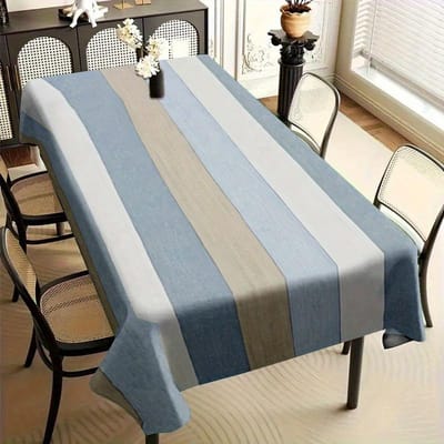 Blauw gestreept Rechthoekig Tafelkleed voor Tafeldecoratie Wasbaar Geometrische Strepen Keuken Eettafelkleed voor Feestdagen 90x140cm gray