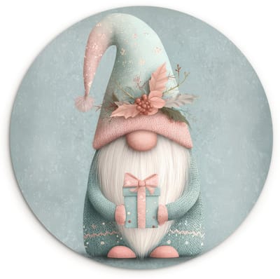 WallCircle® Wandcirkel 120x120 cm - Muurcirkel Kerstgnome - Cadeau - Groen - Muurdecoratie woonkamer - Wanddecoratie slaapkamer - Kamer decoratie accessoires - Ronde schilderijen XXL