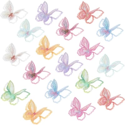 Vlinder Applicaties - Kanten Patches - Kleding Versieren - 3D Dubbellaags - 18 Stuks - Veelkleurig