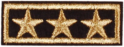 Patch/Strijkapplicatie - Zwart & Goudkleurig - 3 Gouden Sterren - Militair - 5,5x2cm