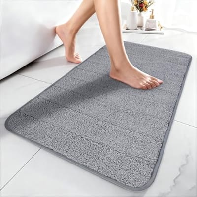 Zacht badkamertapijt 44 x 76 cm - Hoogpolige microvezel antislip badmat - Wasbaar met waszak