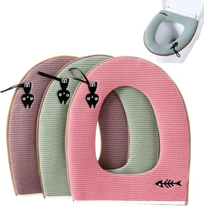 4 stuks Toiletstoelhoezen, toiletzitkussen, universeel wasbaar toiletzitkussen met ritssluiting, waterdicht, antibacterieel, waterdicht, antibacterieel, voor thuis