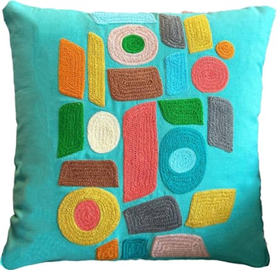 | Kussenhoes 45 X 45 cm | Kussensloop | Cushion Cover | Geborduurde kussenhoes | Katoen | Blauw | Met rits | Wonen | Woonaccessoires | Sierkussenhoes