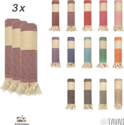 TAVAS Theedoeken & Keukendoeken Set – 3 x 50x90cm – Paars - 100% Katoen – Wafelstructuur – Sneldrogend – Zachte Handdoeken voor Keuken