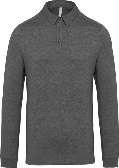 Kariban Herenpolo lange mouwen van jersey K264 - Grey Heather - XL