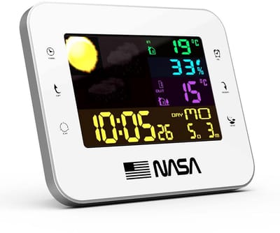 SnelShoppen - Weerstation Draadloos met USB-kabel - Compact Weerstation met Externe Sensor, Binnen- en Buitentemperatuur, Luchtvochtigheid - Wit 6-inc