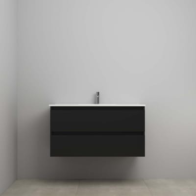 On-Line Onderkast - 100 cm - Voorgemonteerd - Porseleinen Wastafel - 1 Kraangat - Mat Zwart