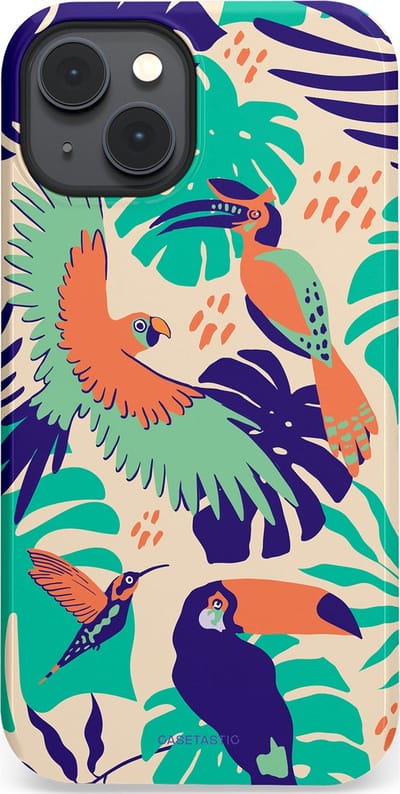 Casetastic Hoesje Geschikt voor Apple iPhone 14 Magsafe - Stijlvolle Beschermende Duo-layer Case - Tropische Vogels