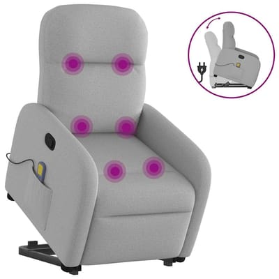 vidaXL - Sta-op-massagestoel - verstelbaar - stof - wolk - grijs