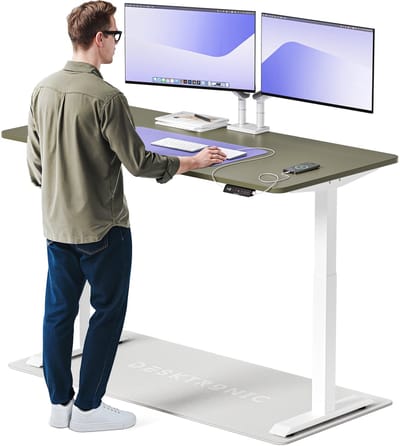 Desktronic HomeOne Zit-sta Bureau Elektrisch In Hoogte Verstelbaar, 160x80 cm Wit/Groente, Stille Dubbele Motor, Hoogte 72-119cm