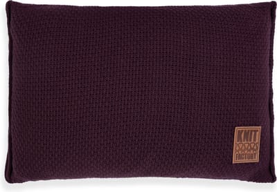 Knit Factory Jesse Sierkussen - Rechthoekig kussen - Kussen woonkamer - Bank kussen - Decoratie kussen - Aubergine - 60x40 cm - Kussenhoes inclusief kussenvulling