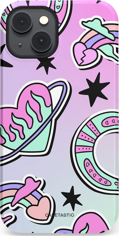 Casetastic Hoesje Geschikt voor Apple iPhone 14 Plus Magsafe - Stijlvolle Beschermende Duo-layer Case - Paarse Droomwereld