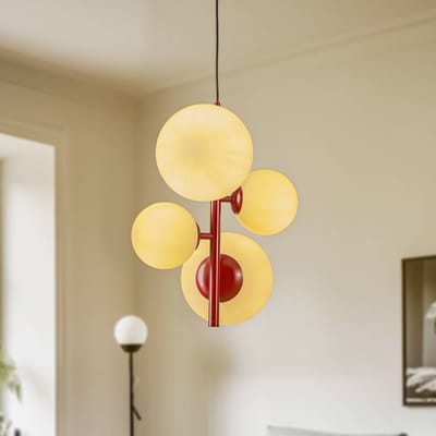 ALDEX Hanglamp Joel, wijnrood/wit, 4-lamps