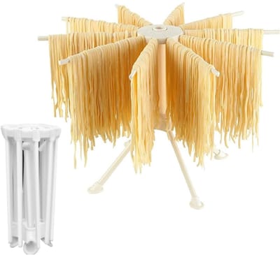 longziming - Pasta Droogrek - Opvouwbare Pasta Droger - Pasta Droogrek Met 10 Uitschuifbare Armen - Compact - Staand - Geschikt Voor 2kg Pasta, Spaghetti En Noedels - Wit