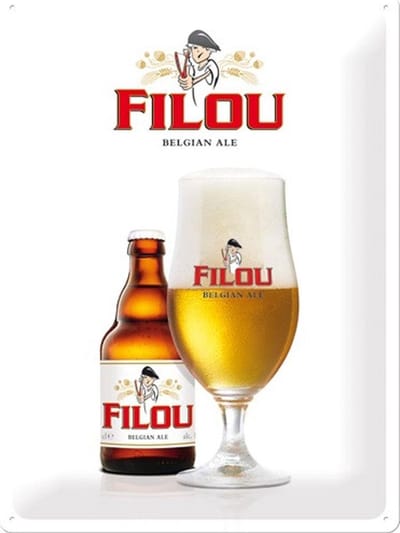Filou Belgian Ale Metalen wandbord in reliëf 30 x 40 cm.