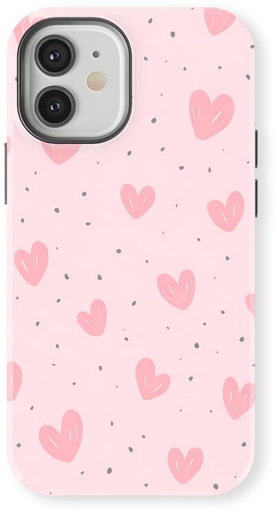 Tough Hoesje met Hartjes geschikt voor iPhone 12 | Little Love Tough Case Geschikt voor Mag | Hartjes Print Backcover geschikt voor iPhone 12 Pink Blush