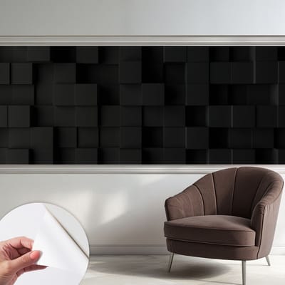 Coloray Zelfklevend Behang - Driedimensionale kubussen Zelfklevend fotobehang - 250x104 cm - Zwart Zelfklevend Behang - Voor op kantoor, voor de woonkamer, voor de slaapkamer - Herpositioneerbaar - Stickerbehang op rol