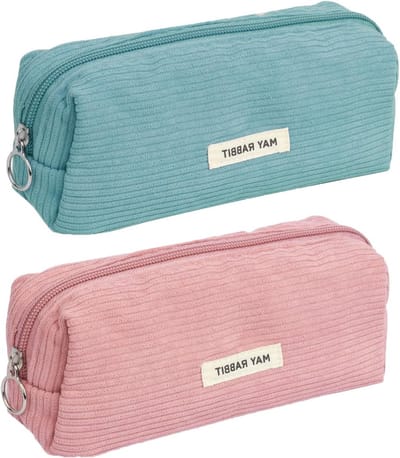 Multifunctionele Pennenhouder van Corduroy en Canvas - Wasbare Esthetische Etui voor School en Kantoor - Verkrijgbaar in Blauw, Grijs en Roze