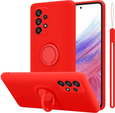 Cadorabo Hoesje geschikt voor Samsung Galaxy A53 5G in LIQUID ROOD - Beschermhoes van flexibel TPU silicone Case Cover met ring