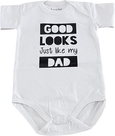 romper baby met tekst papa good looks just like my dad maat 50-56 korte mouw cadeau eerste vaderdag jongen meisje