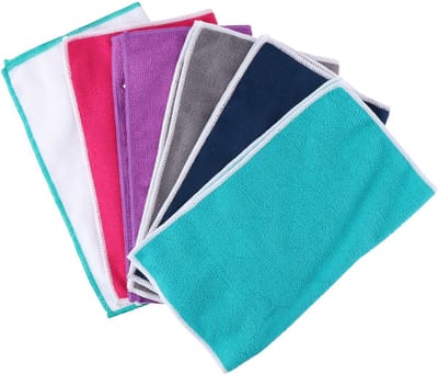 Lifetime Clean Microvezel huishoud/schoonmaakdoekjes - 6x stuks - kleuren mix - 30 x 35 cm - schoonmaken - huis/auto/sanitair