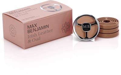 Max Benjamin Autoparfum met 4 Navullingen Cadeauset - Irish Leather & Oud
