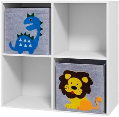 Kinder Opbergrek 61,8x29,9x61,8cm Opbergkast Wit Hout 2 Opbergdozen Kinderkamer Speelgoedopslag Woonkamer En Slaapkamer