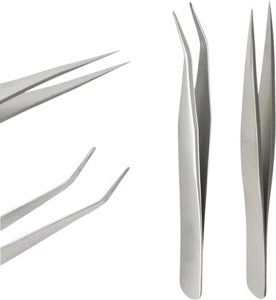 Professionele Pincet - Set Van 2 Stuks - Voor Splinter - Wimper - Haar - Neus - Gezicht - Wenkbrauw - Pincet Trimmer - Epileren - Epileren - Epileer - Epileer Pincet - Professionele Wenkbrauw Pincet - Zilver - Recht / Gebogen - Set van 2