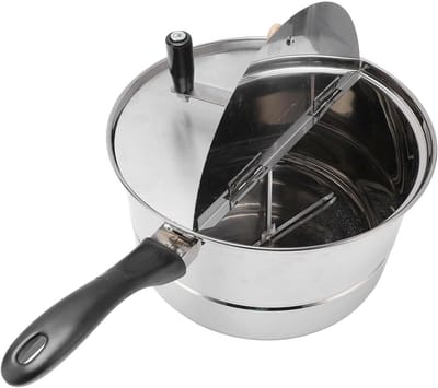 Popcornmaker Fornuis - Roestvrij Staal - Filmavond Thuis - Handmatige Zwengel - 28x16.5cm - Zilver
