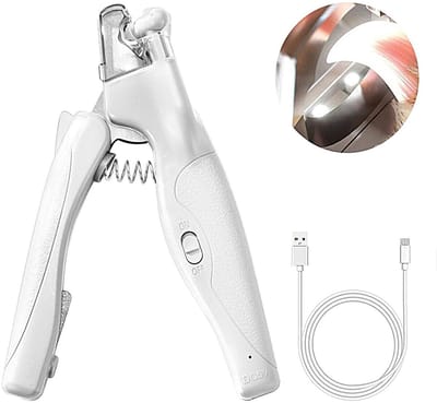 Ynkkvre - Haustier Nagelknipser - Hunde Krallenschere - Superheldere LED Verlichting & Transparante Nagelvanger - 1 - Voor Huiskatten En Kleine Honden - Wit