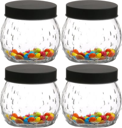 Urban Living Voorraadpot/bewaarpot Roma - 10x - 1L - glas - zwart - D13 x H13 cm