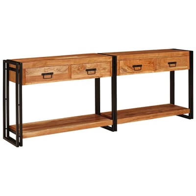 vidaXL - Wandtafels - 2 - st - Bruin - 200 - x - 33 - x - 75 - cm - Massief - Acacia - Hout