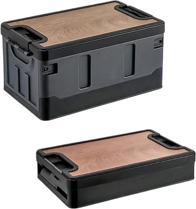 DIMICO - Camping Opbergbox 35L - Opbergboxen – Auto Kofferbak Organizer Houten Deksel – Waterdichte Opbergkoffer – tot 50 kg