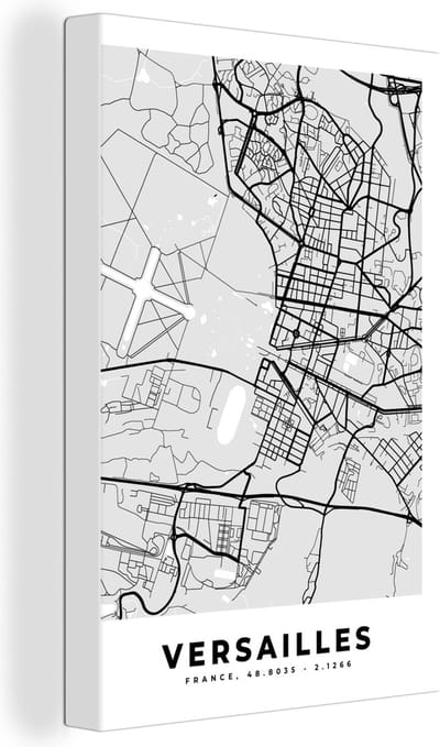 Canvas Schilderij Stadskaart - Frankrijk - Kaart - Versailles - Plattegrond - 20x30 cm - Wanddecoratie