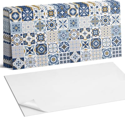 Coloray Plaktegels - Decoratieve tegelpatronen Wandtegel Zelfklevend - 60 cm x 30 cm - Blauw Plaktegels - 6 stuks - Rechthoek PVC Tegels - Plaktegels Keuken - Zelfklevende Vloertegels Badkamer - Vinyl Tegels - Zelfklevende Wandtegels