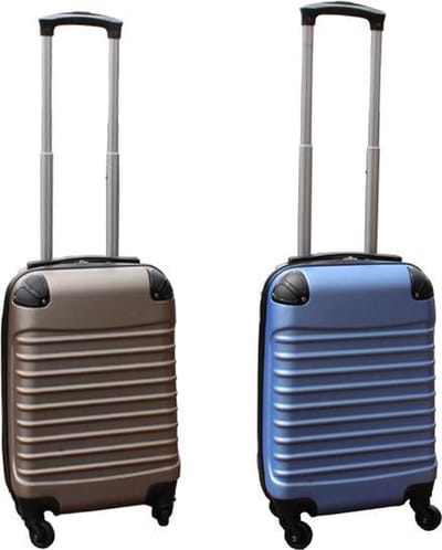 Travelerz kofferset 2 delig ABS handbagage koffers - met cijferslot - 27 liter - licht blauw - goud