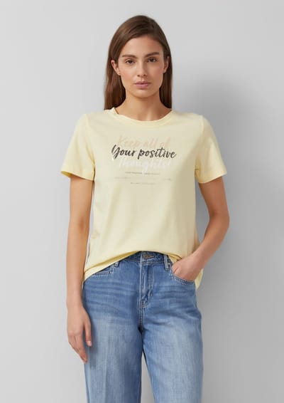 Dunne gemêlede katoen T-shirt met artwork en ronde hals voor vrouw s.Oliver