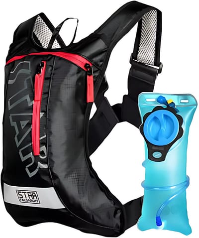 E-Shop4u® - 2L Hardlooprugzak - Hydratatie Rugzak Drinkrugzak - met Oxford, 2L Waterzak, Lichtgewicht - voor Fietsen, Hardlopen - Zwart