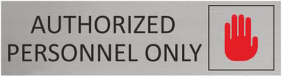 CombiCraft Aluminium deurbordje Authorized personnel only 165x45mm met tape - per stuk