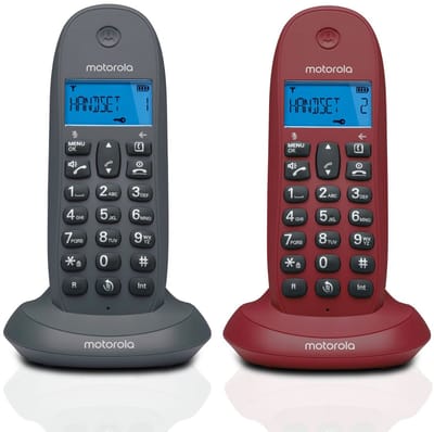 Motorola Voice - Pack C1002GW Draadloze DECT-snoerloze telefoon met intercom en oproepdoorschakeling, LED display met achtergrondverlichting en ECO-modus, Mute-functie, handsfree speakerphone