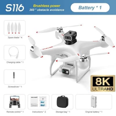 Nieuwe S116 Mini Drone Professionele 8K HD Dubbele camera WIFI FPV Optische stroom Positionering Obstakel vermijden Borstelloze motor Helikopter RC Quadcopter 1 battery