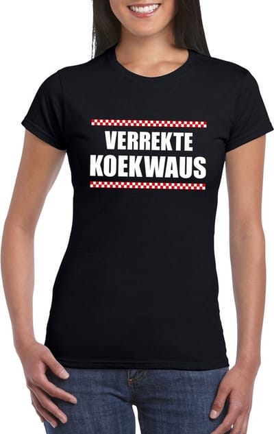 Verrekte Koekwaus Brabantse spreuk dames shirt zwart - Dames feest t-shirts S