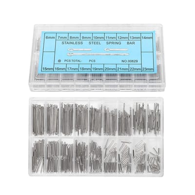 Dailygoods- Splitpennen 360 Stuks - Horloge Reparatie - Roestvrij Staal - 18 Maten - Professioneel Ontwerp - Opbergdoos Inclusief - Horloge Pennen