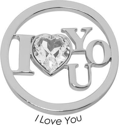 Quoins Disk I Love You staal zilverkleurig Large QMOK-28L-E-CC